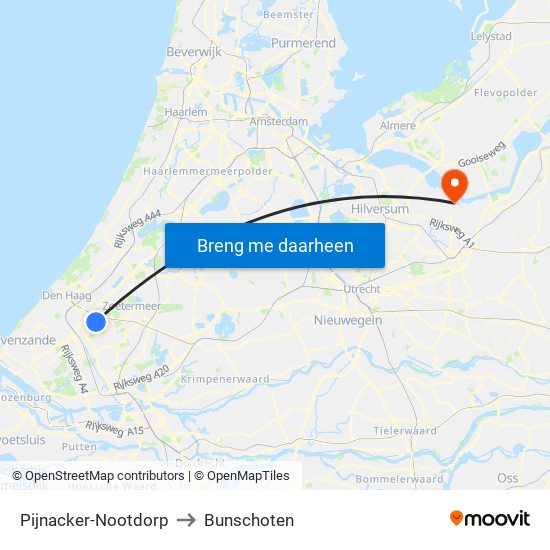 Pijnacker-Nootdorp to Bunschoten map