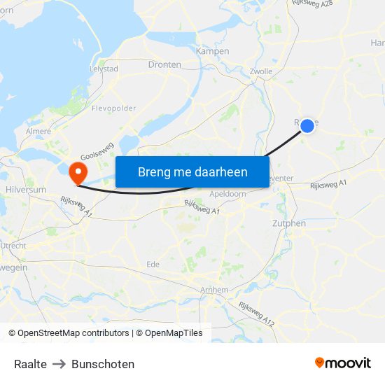 Raalte to Bunschoten map