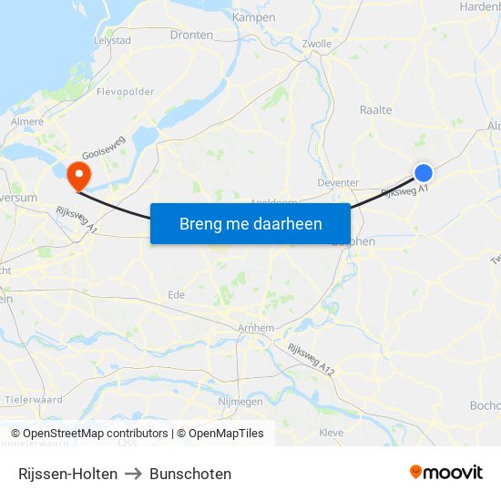 Rijssen-Holten to Bunschoten map