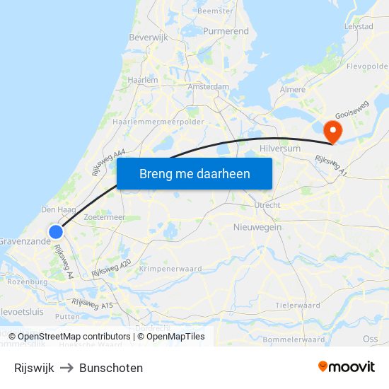Rijswijk to Bunschoten map