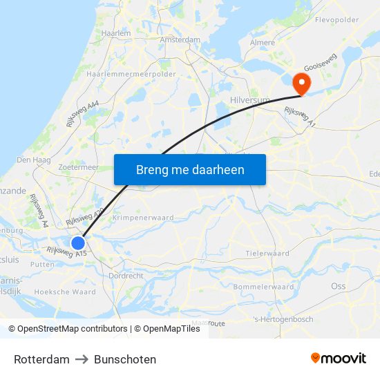 Rotterdam to Bunschoten map