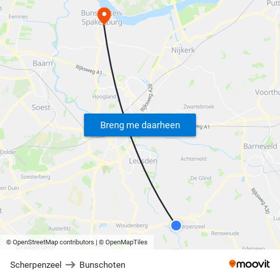 Scherpenzeel to Bunschoten map