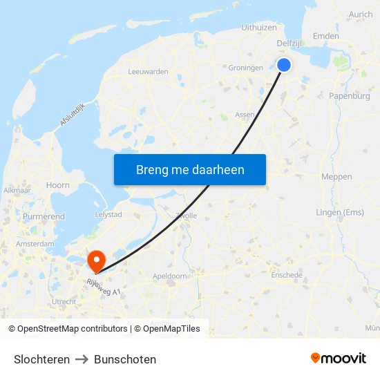 Slochteren to Bunschoten map