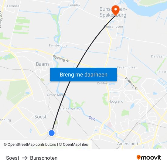 Soest to Bunschoten map