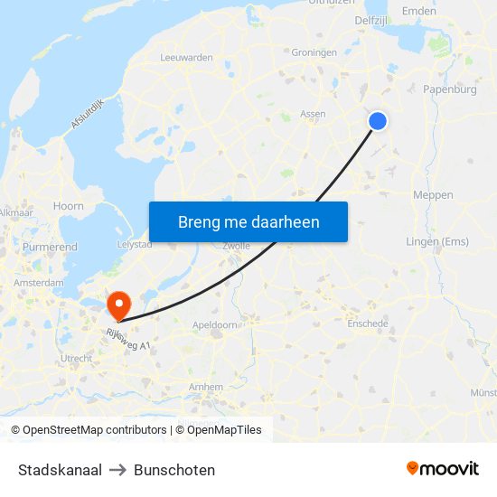 Stadskanaal to Bunschoten map