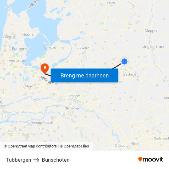 Tubbergen to Bunschoten map