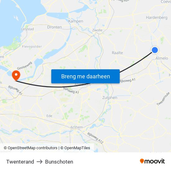 Twenterand to Bunschoten map
