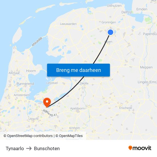 Tynaarlo to Bunschoten map