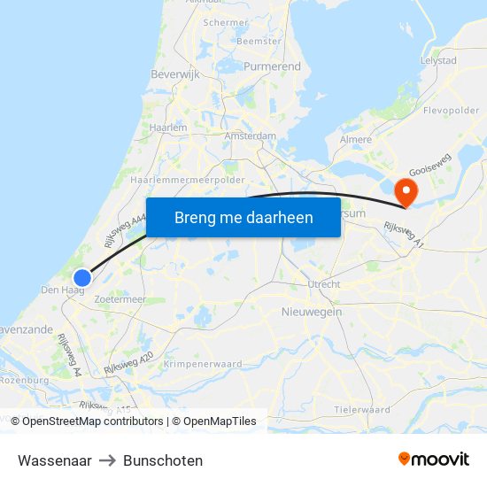 Wassenaar to Bunschoten map