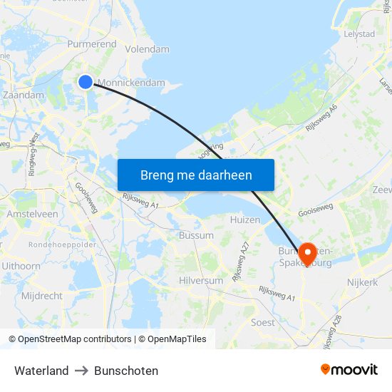 Waterland to Bunschoten map