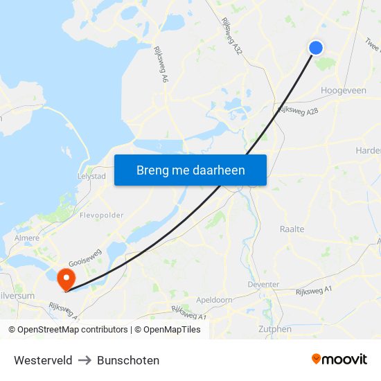 Westerveld to Bunschoten map