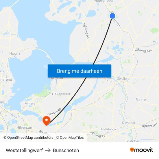Weststellingwerf to Bunschoten map