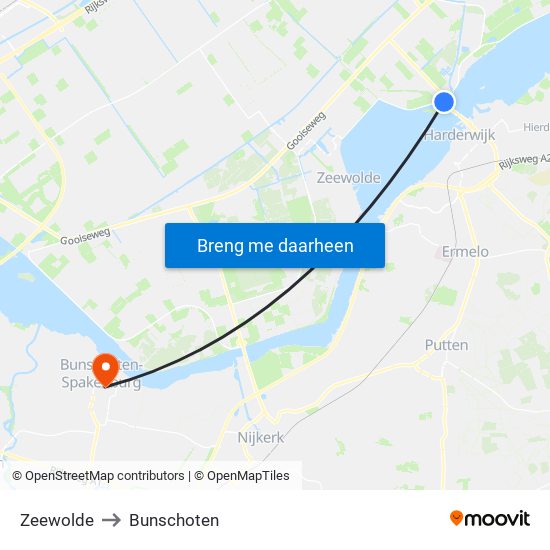 Zeewolde to Bunschoten map