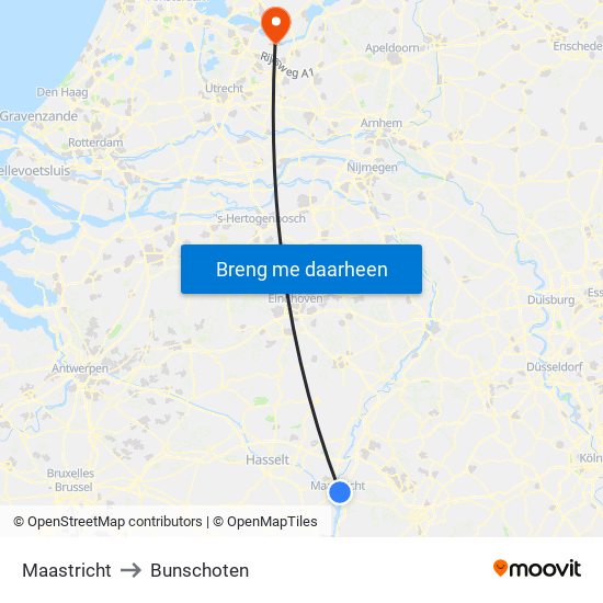 Maastricht to Bunschoten map