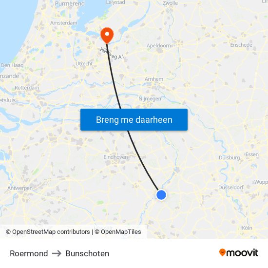 Roermond to Bunschoten map