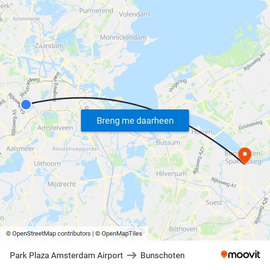 Park Plaza Amsterdam Airport to Bunschoten map