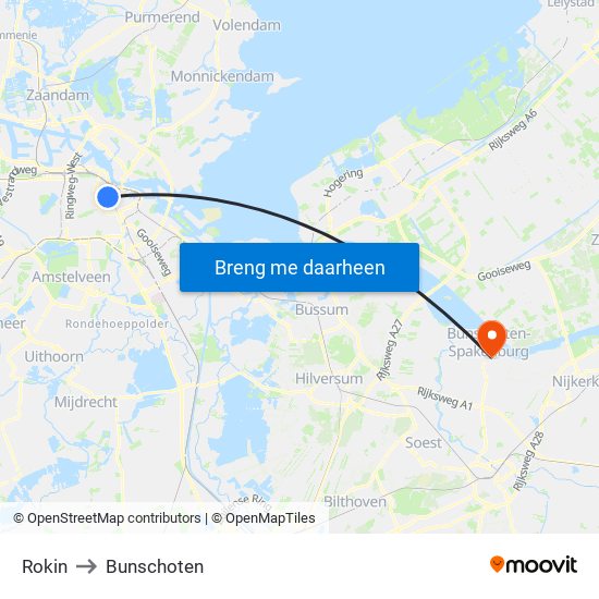 Rokin to Bunschoten map