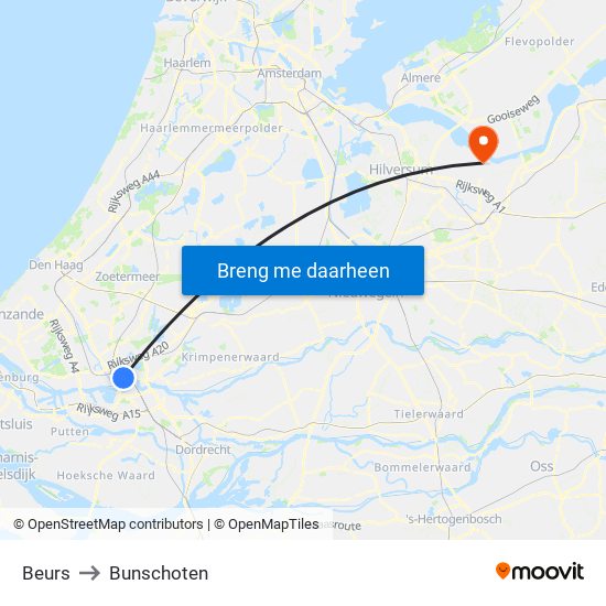 Beurs to Bunschoten map