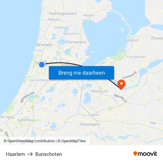 Haarlem to Bunschoten map