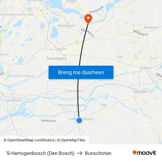 'S-Hertogenbosch (Den Bosch) to Bunschoten map