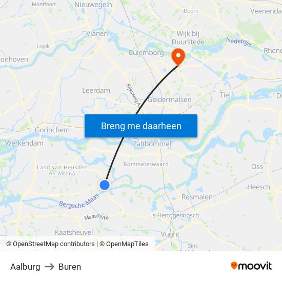 Aalburg to Buren map