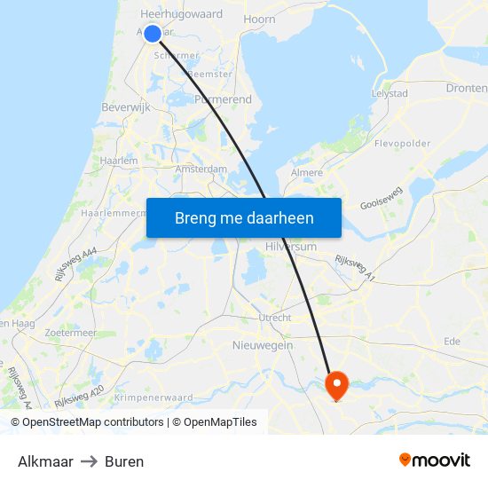 Alkmaar to Buren map