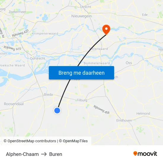 Alphen-Chaam to Buren map