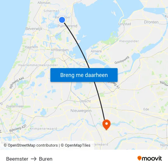Beemster to Buren map
