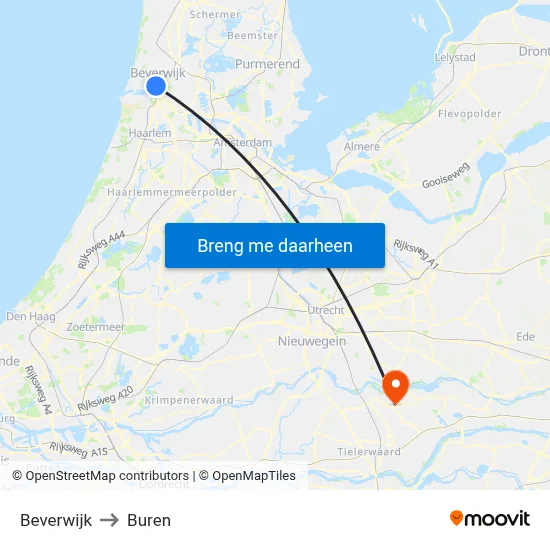 Beverwijk to Buren map