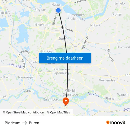 Blaricum to Buren map