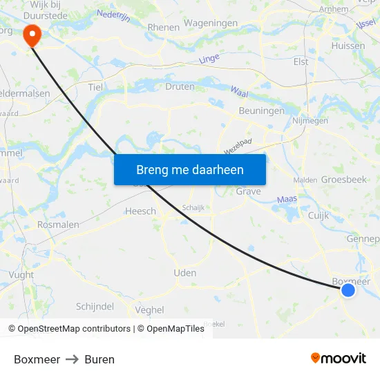 Boxmeer to Buren map