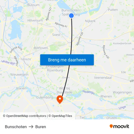 Bunschoten to Buren map