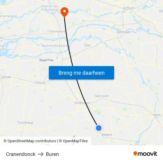 Cranendonck to Buren map