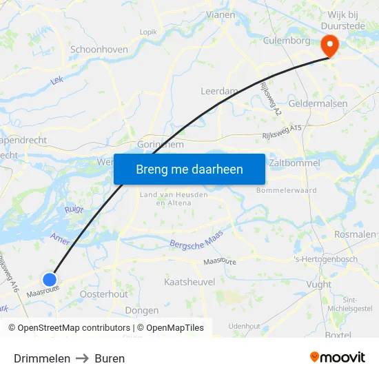 Drimmelen to Buren map