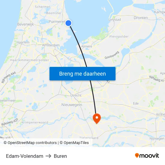Edam-Volendam to Buren map