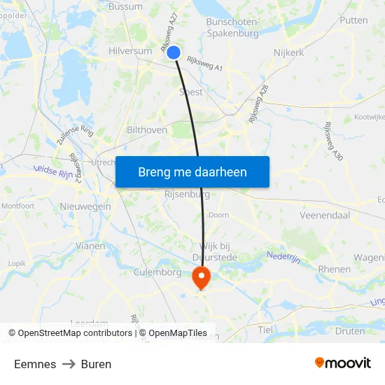 Eemnes to Buren map