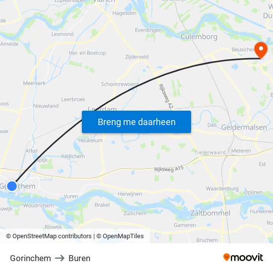 Gorinchem to Buren map