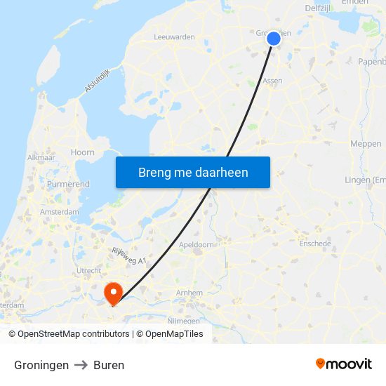 Groningen to Buren map