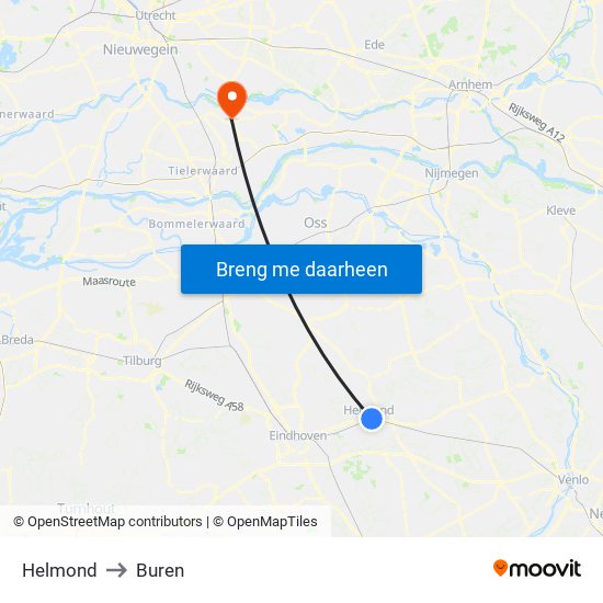 Helmond to Buren map