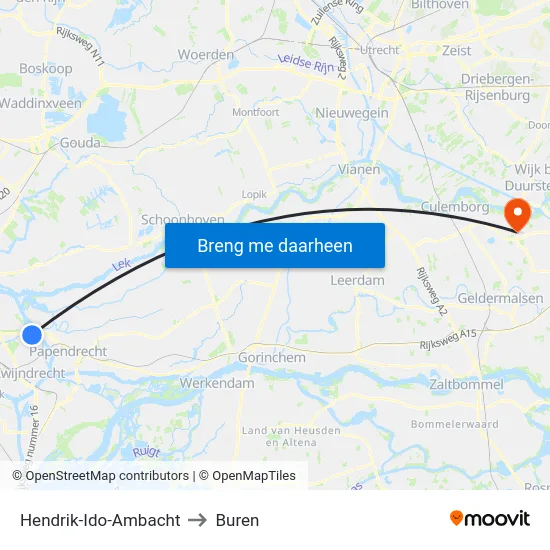 Hendrik-Ido-Ambacht to Buren map