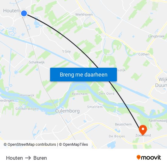 Houten to Buren map