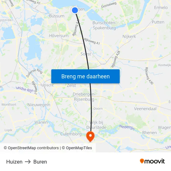 Huizen to Buren map
