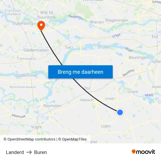 Landerd to Buren map