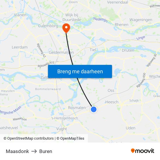 Maasdonk to Buren map