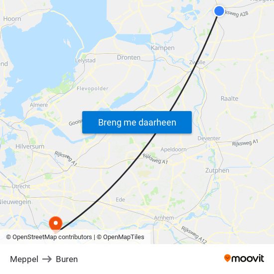 Meppel to Buren map