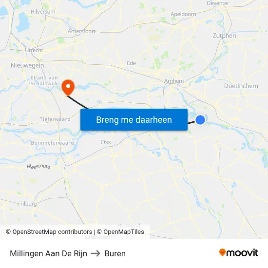 Millingen Aan De Rijn to Buren map