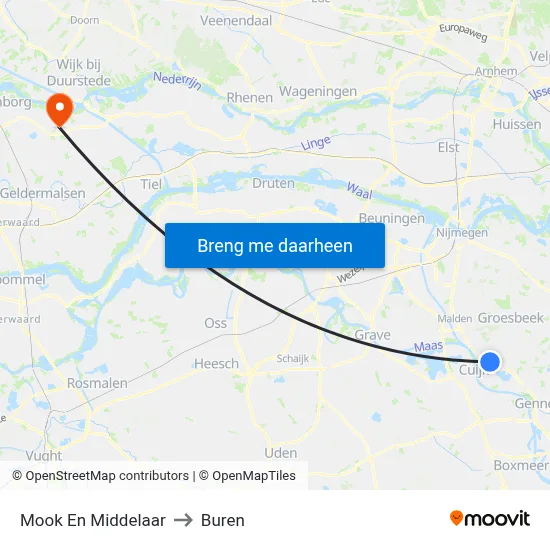 Mook En Middelaar to Buren map