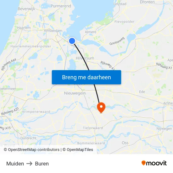 Muiden to Buren map