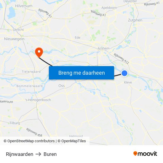 Rijnwaarden to Buren map