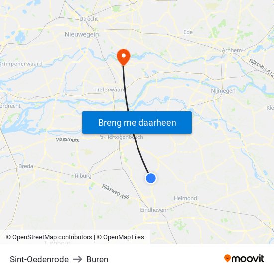 Sint-Oedenrode to Buren map